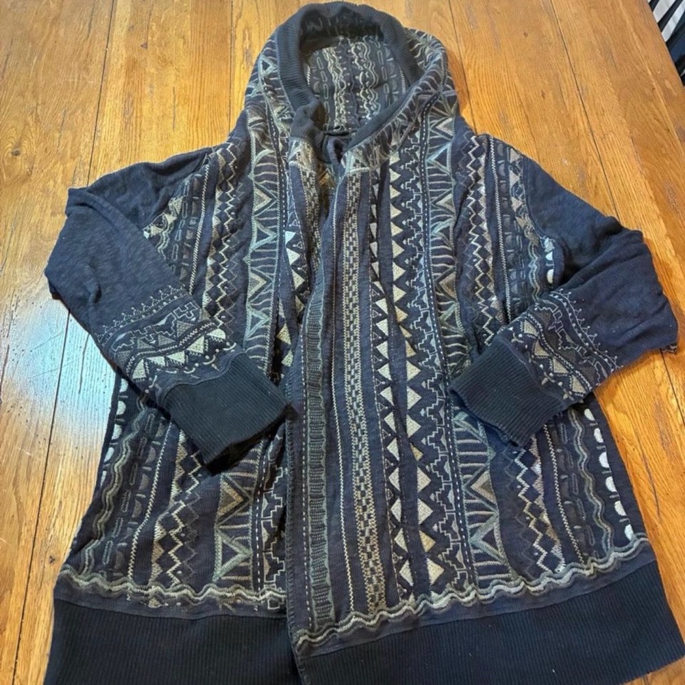 JOHNNY WAS Biya Women's Black 100% heavy cotton cardigan - Picture 6 of 6